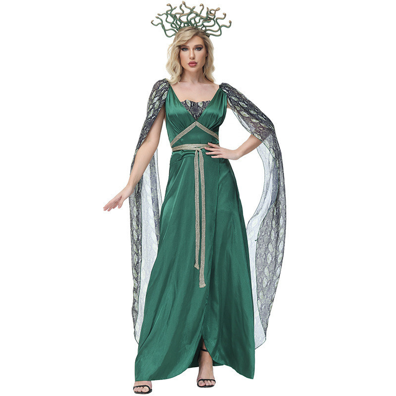 Medusa Cosplay Trang Phục Cắt Dài Đầm Halloween Biểu Diễn Sân Khấu