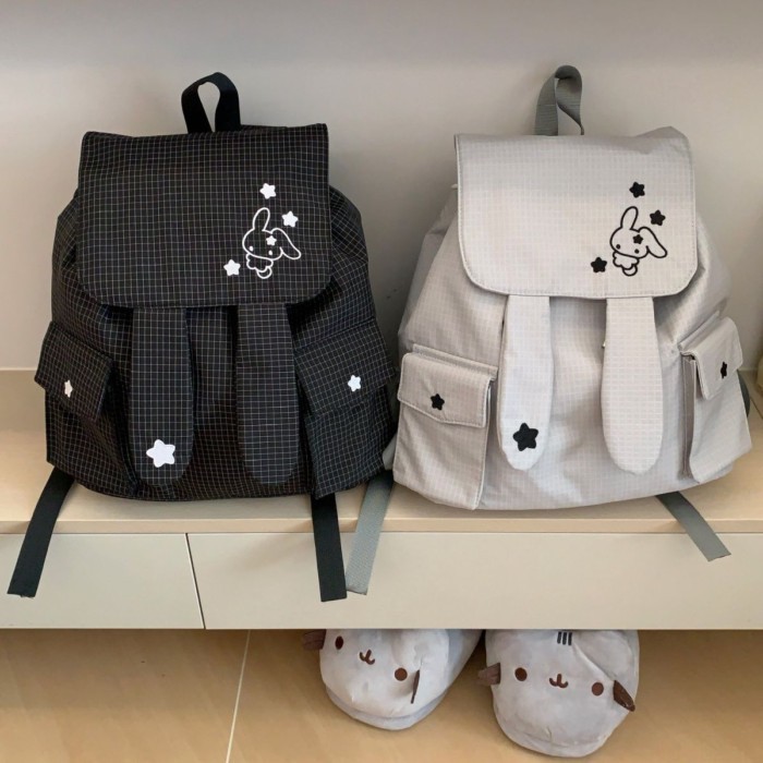 Plaid Cute Backpack, Cute Embroidered Korean Student Daily Versatile School Bag Backpack