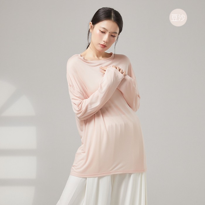 Jazz Dance Rời Áo Tencel Dài Tay Áo Thun Lười Phong Cách Chống Nắng Đáy Áo Sơ Mi Nữ Hiện Đại Dance T