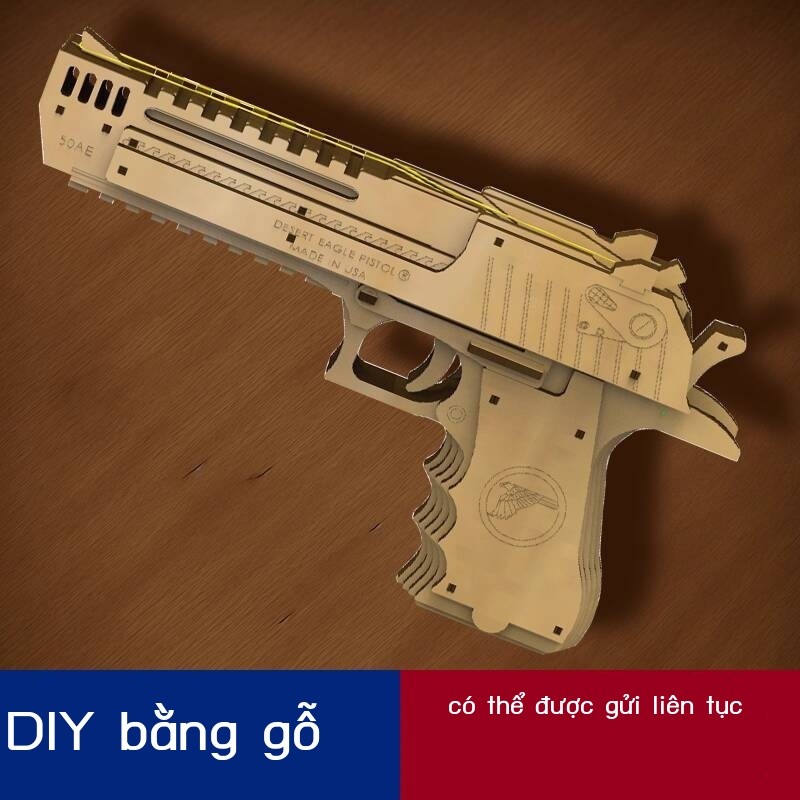 [SẴN-RẺ]  Súng cao su phỏng Desert Eagle AK47 cho bé trai, mô hình lắp ráp bằng gỗ, khối xây dựng 3