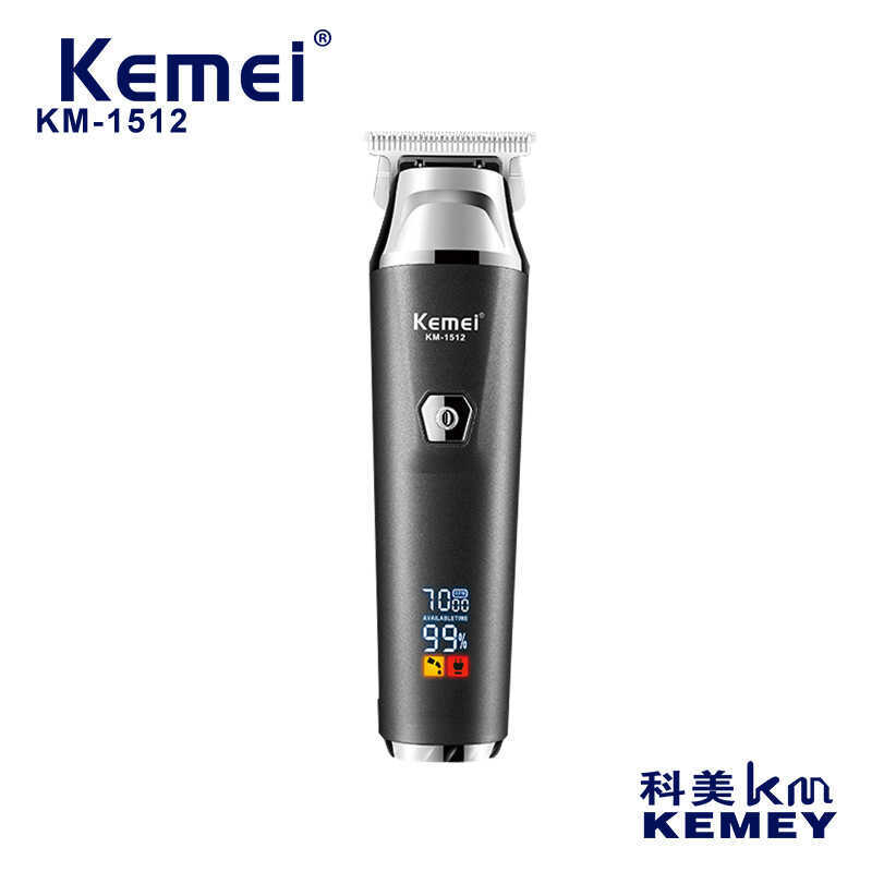 / KEMEI Màn hình minh Tông đơ điện Lưỡi thép không gỉ Pin Lithium Tông đơ cắt tóc điện chuyên nghiệp