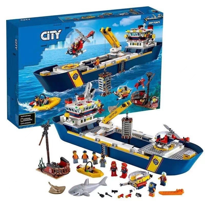 Tương thích với Lego City Series 60266 Ocean Adventure Giant Wheelship Model Đồ chơi khối xây dựng l