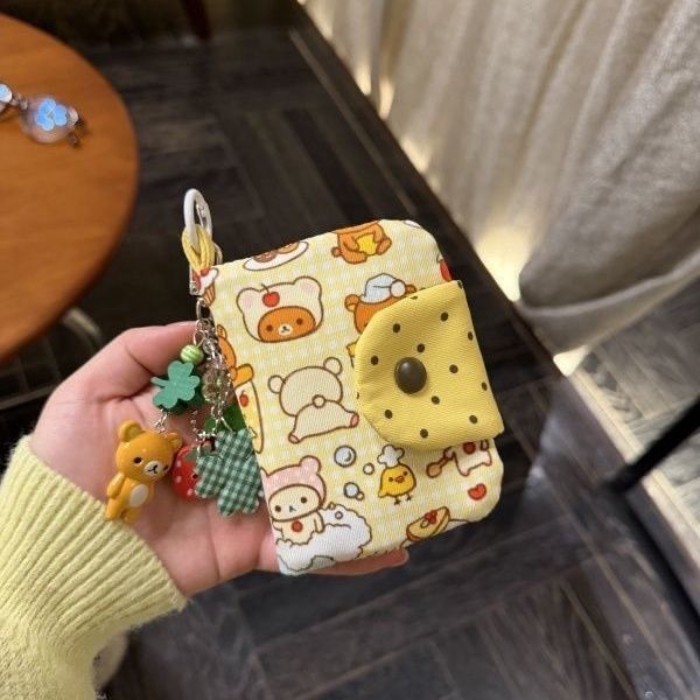 Cute Rilakkuma Cartoon Document Storage Bag Coin Purse Student Key Bag Coin Purse Card Bag Wit