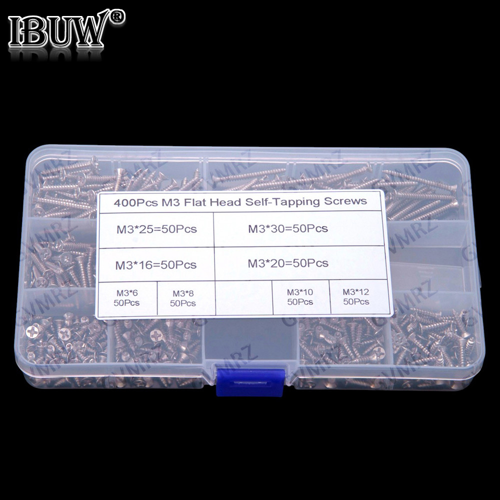 400 CÁI M3 đầu phẳng Vít tự khai thác M3 * 25 M3 * 30 M3 * 10 M3 * 20 M3 * 6 M3 * 8 M3 * 10 M3 * 12