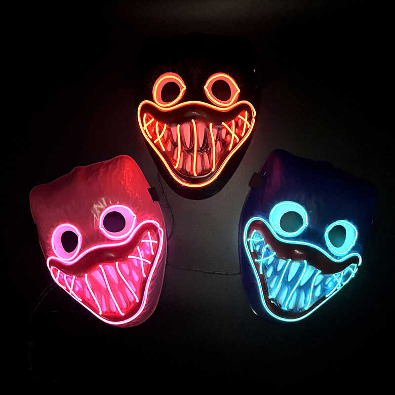 Mặt nạ phát sáng mới Bobby Children poppy Bobby Cold Light Mask Cyberpunk Halloween Mask