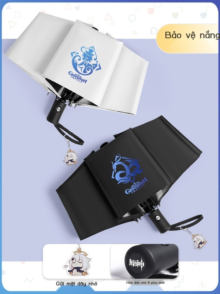 [Ảnh thật/Sẵn]  Ô dù Funina Genshin Impact 2D Zhongli Hu Tao Paimon, ô che nắng tự động hoàn toàn,