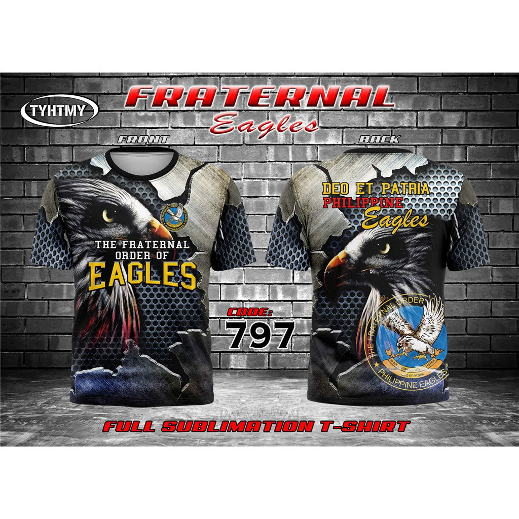 PHILPPINE EAGLES DEO ET PATRIA O-NECK ÁO THUN ĐẦY ĐỦ CHO NAM - ĐẶT HÀNG FRARNAL CỦA ÁO THUN EAGLES M
