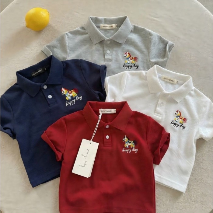 Casual And Versatile Summer POLO Shirts For Children, Middle And Older Children, Cartoon Simple