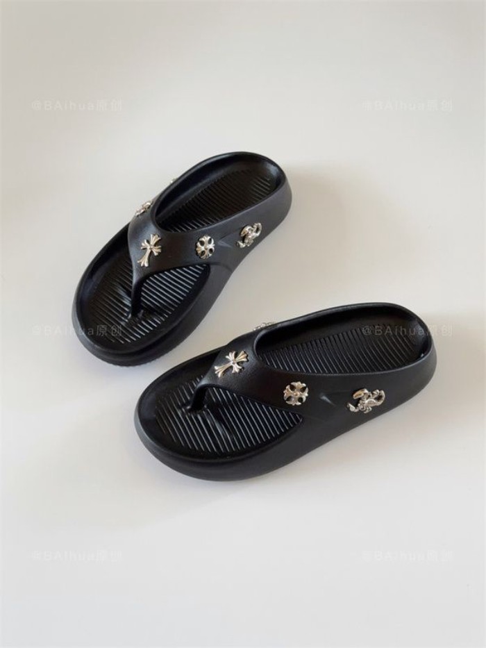 Chrome Hearts 2026 Mới Punk Cross Flip Flop Nam Mùa Hè Áo Khoác Ngoài Chống Trơn Trượt EVA Chống Mùi