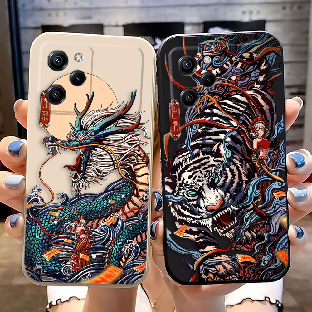 Clouds Dragon Tiger Art Cover Ốp Lưng Điện Thoại Xiaomi 10T 11 11T 12 12T 13 14 14T 15 LITE POCO F5 
