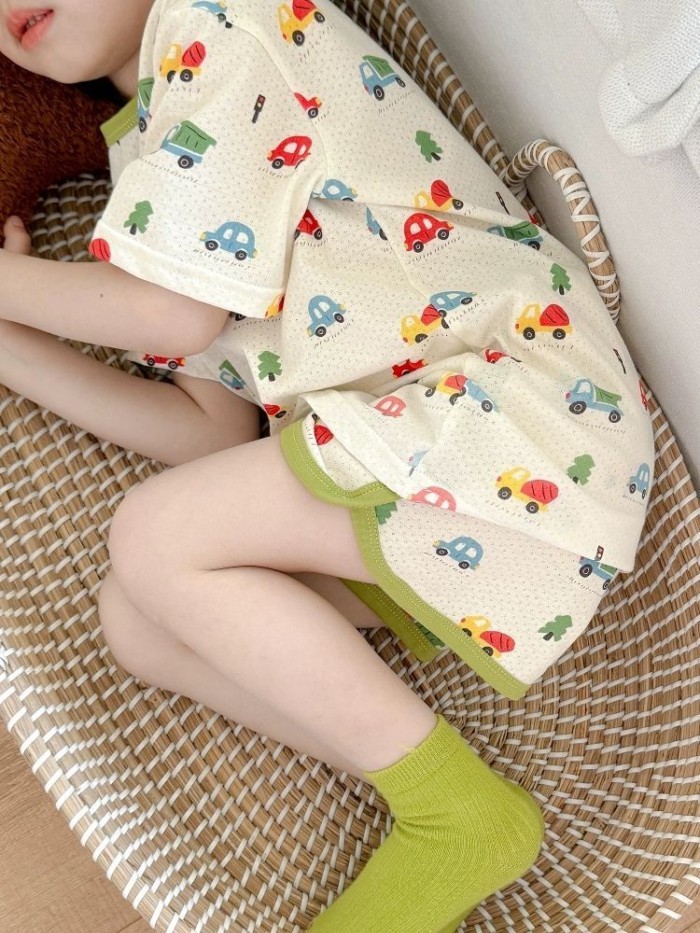 Children's Cartoon Short-sleeved Shorts Pajamas Summer Thin Home Clothes For Men And Women Ic