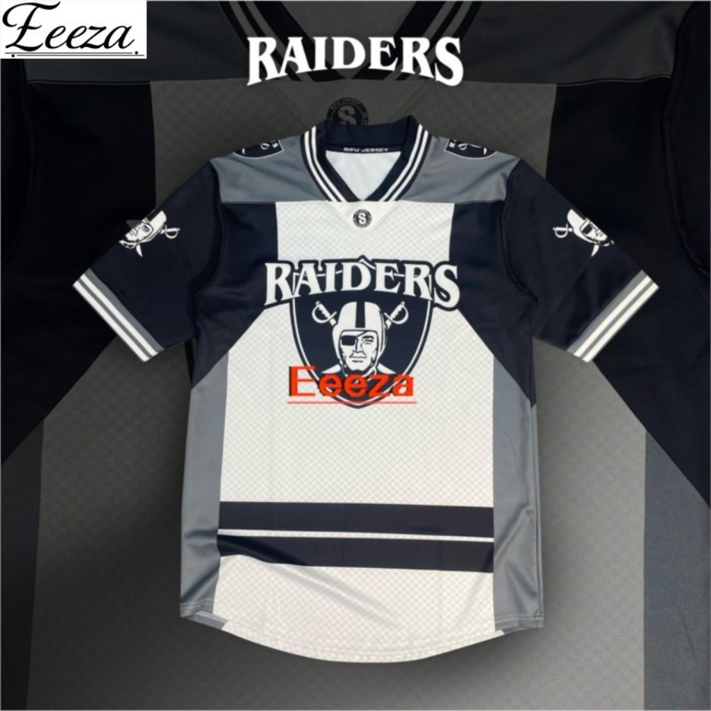 Áo Jersey NFL Raiders 2025, Microfiber Lengan Pendek, Cổ Retro, Trending cho Thời Trang Dạo Phố