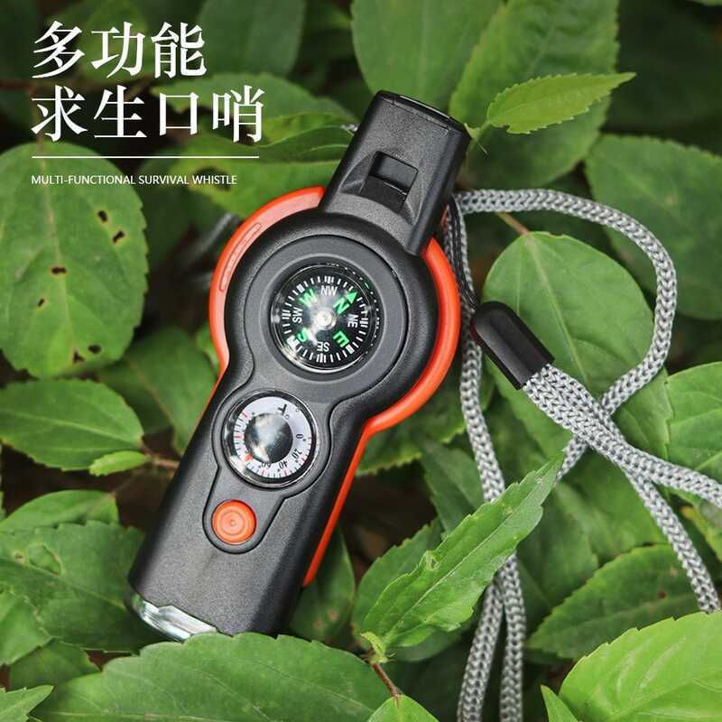 Nhiệt kế Phản xạ Còi đa chức năng 7 trong 1 Còi sinh tồn ngoài trời Còi 7 trong 1