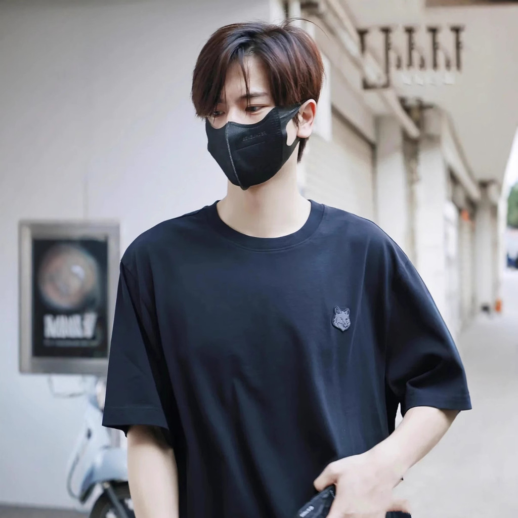 Maison Kitsune Thêu Đầu Cáo - Áo Thun Ngắn Tay Phù Hợp Cặp Đôi Nam Nữ 2025