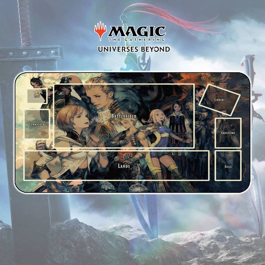 Playmat Final Fantasy 12 - MTG Magic The Gathering x Final Fantasy Anime Battle Card Stitched Edges 