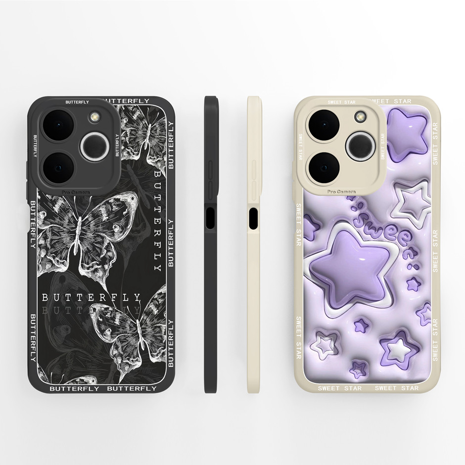 Ốp điện thoại Cho Realme Note 70 70T 4G Thời Trang Cao Cấp Cảm Giác Bướm Thiết Kế Vuông Silicon Mềm 