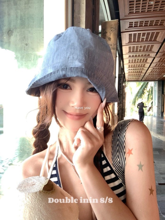 Have you Solid Color Bucket Hat All-Match Bucket Hat Kem chống nắng mặt nhỏ Mũ che nắng