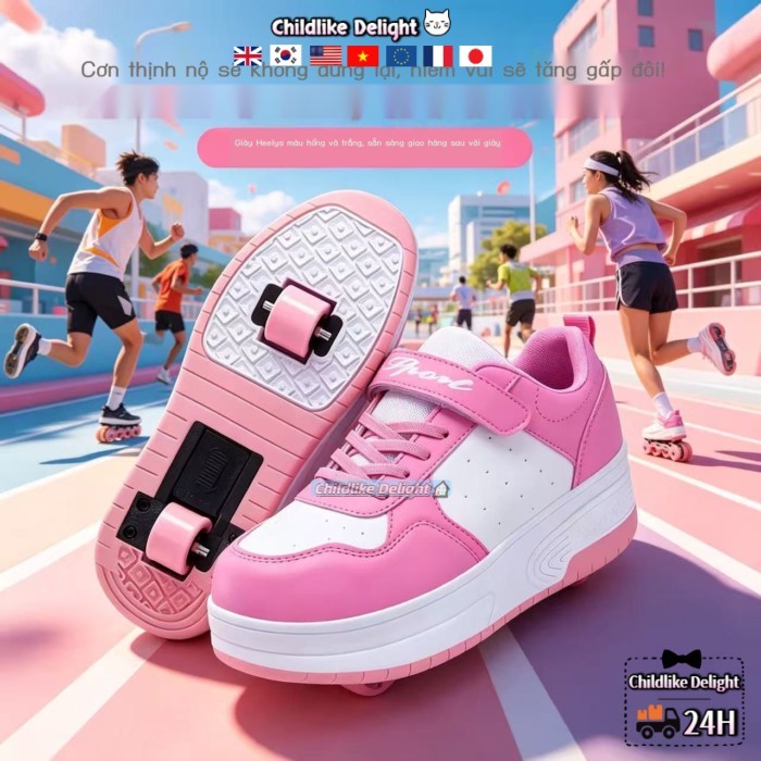 Giày Trượt Patin Heelys Cho Bé Gái Và Bé Trai, Có Đèn Trượt, Phiên Bản Học Sinh Không Có Đèn, Giày