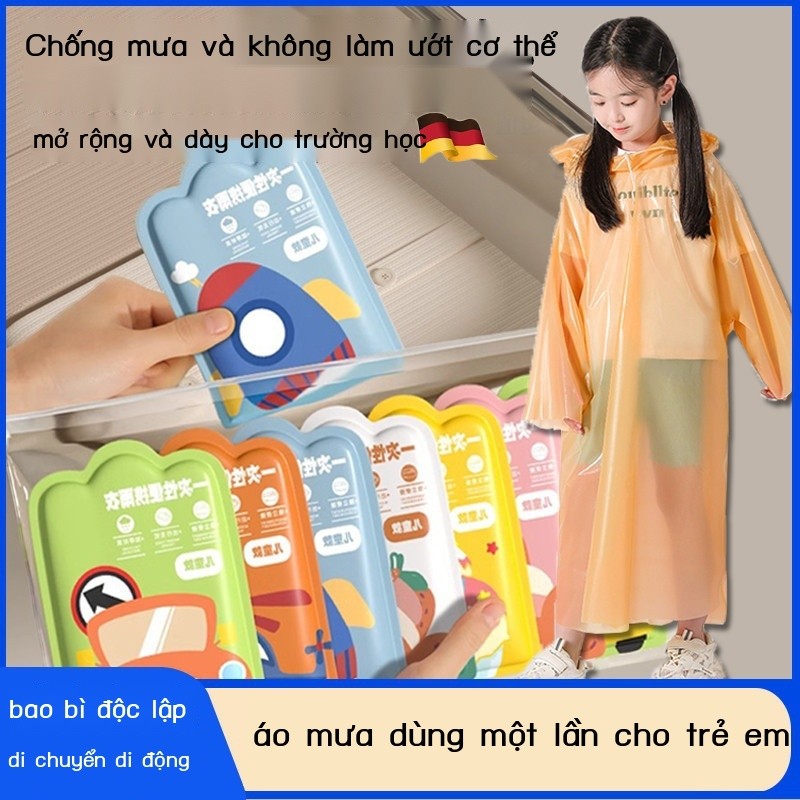 [SALE SỐC]  Áo trẻ em Đức dày dài, áo mưa trong suốt dùng một lần cho trường học, du lịch độc lập v