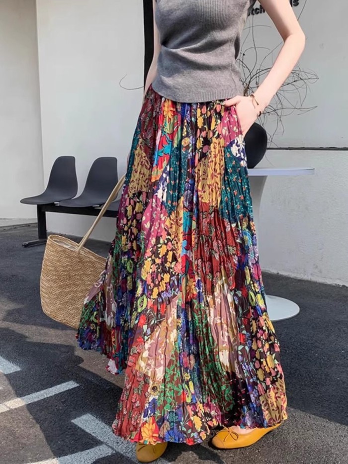 Váy nửa người bohemian phong cách bohemian mới đa năng thời trang dành cho nữ váy dài lưng ca