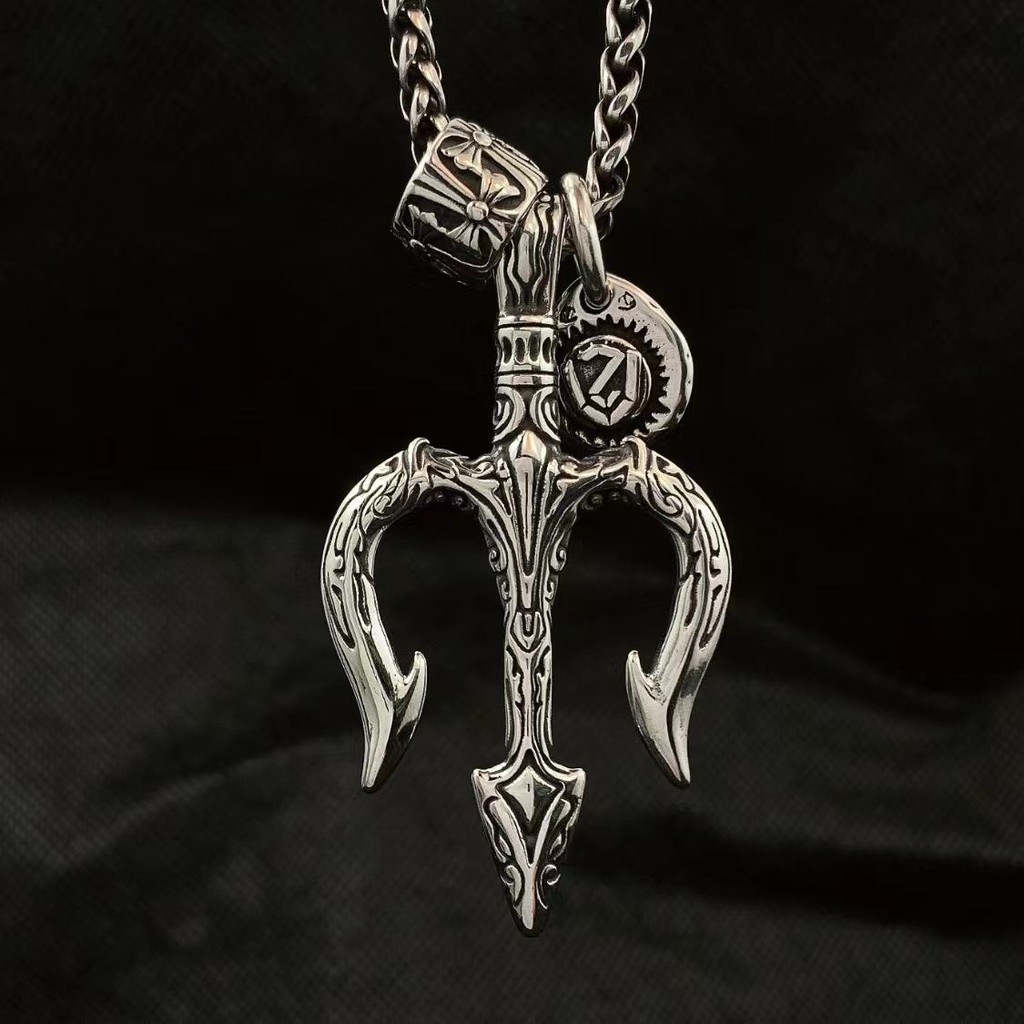 Mới Aquaman Trident Vòng Cổ Nam từ Thép Titan, Phong Cách Retro Cá Tính