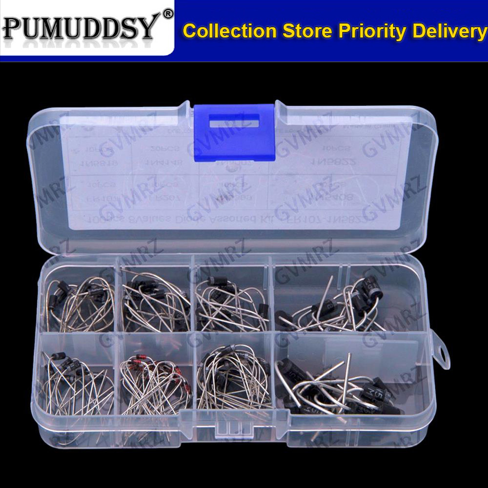 8Values 100 Chiếc Diode Các Loại KIT FR107 FR207 1N5399 1N5408 1N5819 1N4148 1N4007 1N5822 bộ