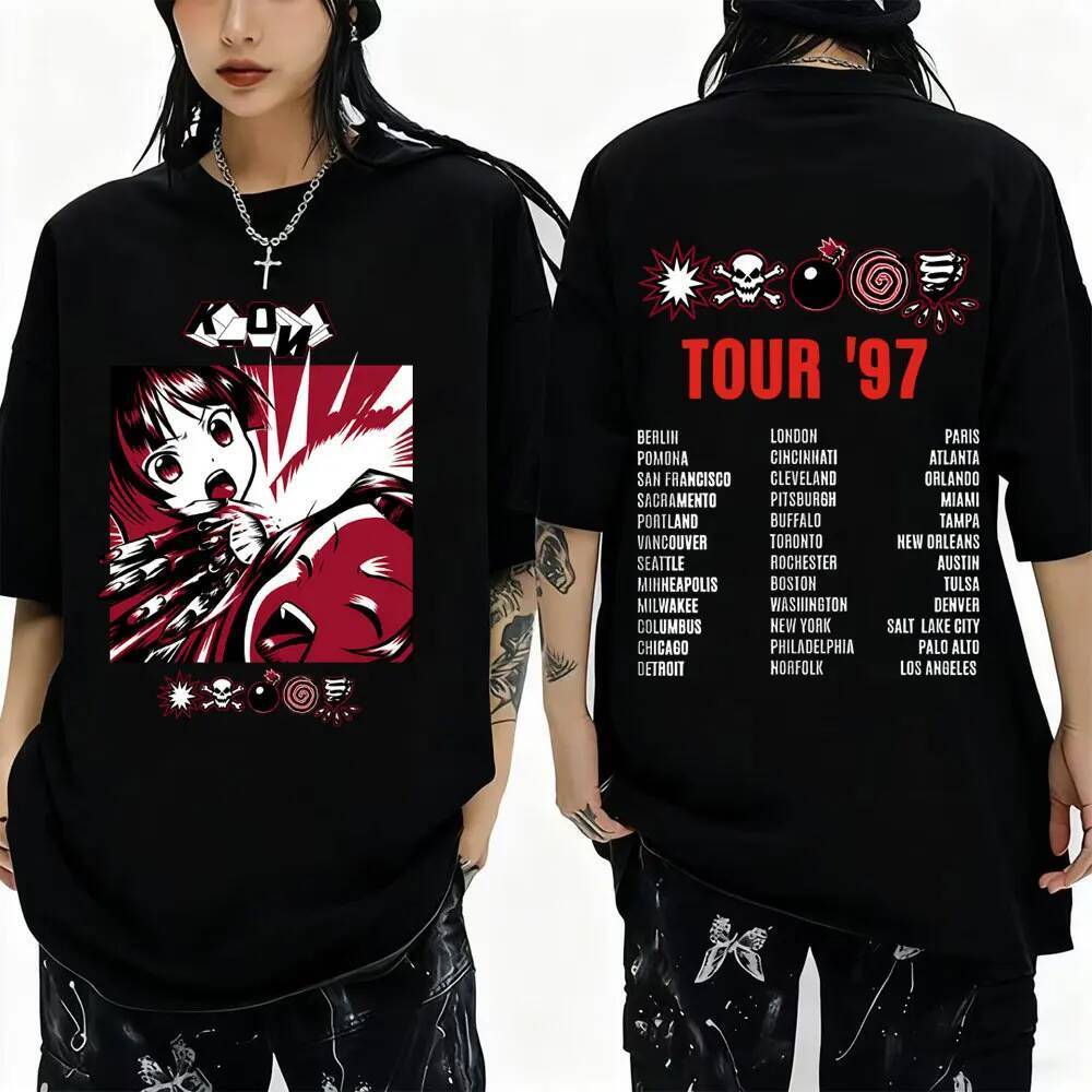 Ban Nhạc Rock Kmfdm Biểu Tượng Tour 97 Áo Thun Đồ Họa Nam Nữ Vintage Anime Gothic Punk Dạo Phố