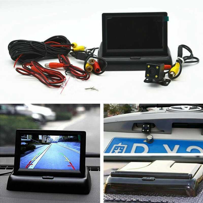 Màn hình có thể gập lại 14cm Plug-In HD Tầm nhìn ban đêm Camera chống nước trên ô tô Video lùi