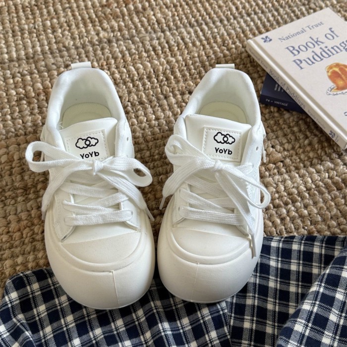 Niche Casual Bread Shoes, Thick-soled White Shoes, Korean Versatile Sports Shoes