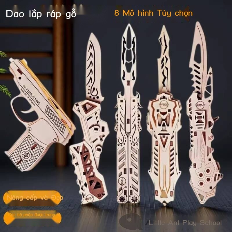 [Siêu Hot]  Dao gấp bướm mô hình lắp ráp bằng gỗ, đồ chơi cho trẻ em, dao gỗ thủ công 3D