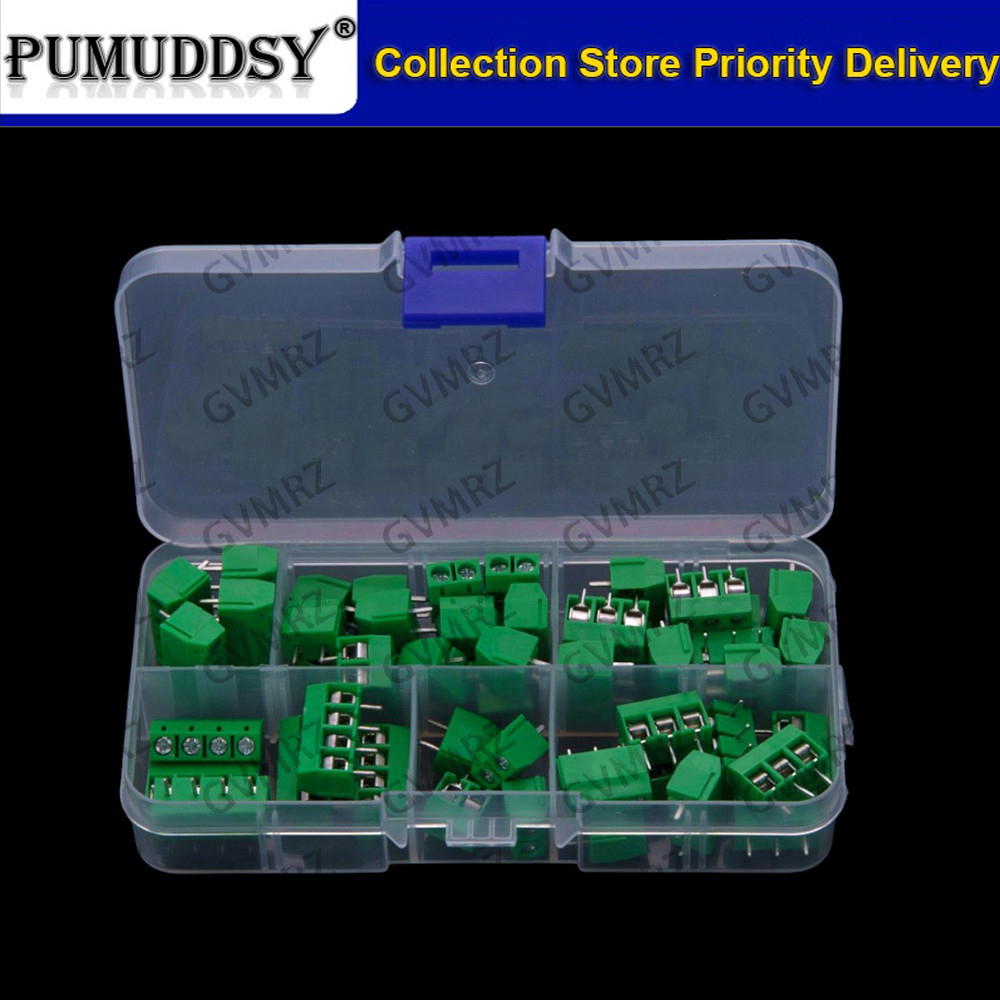 Bộ 50 5.0MM KF301 2P 3P 4P khối thiết bị đầu cuối PCB cắm nối xanh KF301-2P KF301-3P KF301-4P