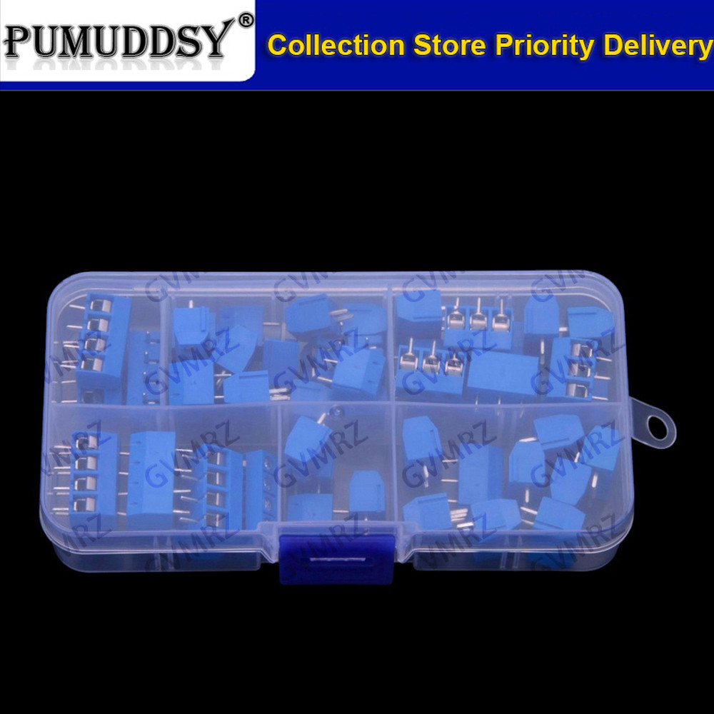 Bộ 50 5.0MM KF301 2P 3P 4P khối đầu cuối PCB nối phích cắm Xanh KF301-2P KF301-3P KF301-4P