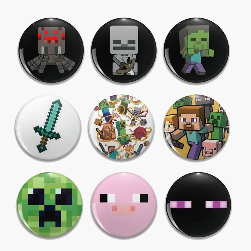 58mm Trò Chơi MC Sói Ocelot Pig Ghast Pin Trâm Cho Túi Quần Áo Enderman Creeper Trâm Huy Hiệu Cho Ba