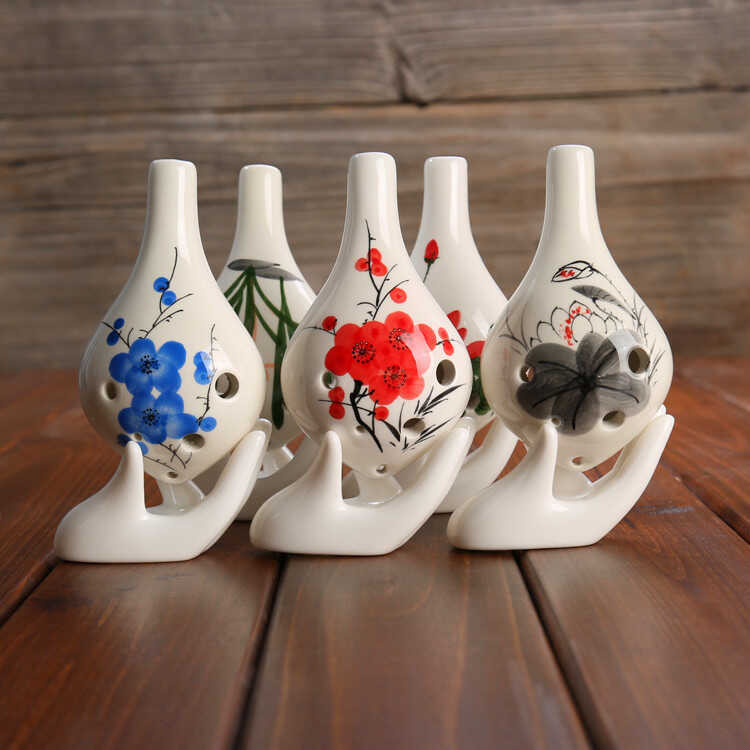 6 lỗ Ocarina vẽ tay sáu lỗ Alto C-Tuning School Giảng dạy Ocarina 6 lỗ Phong cách Hơn