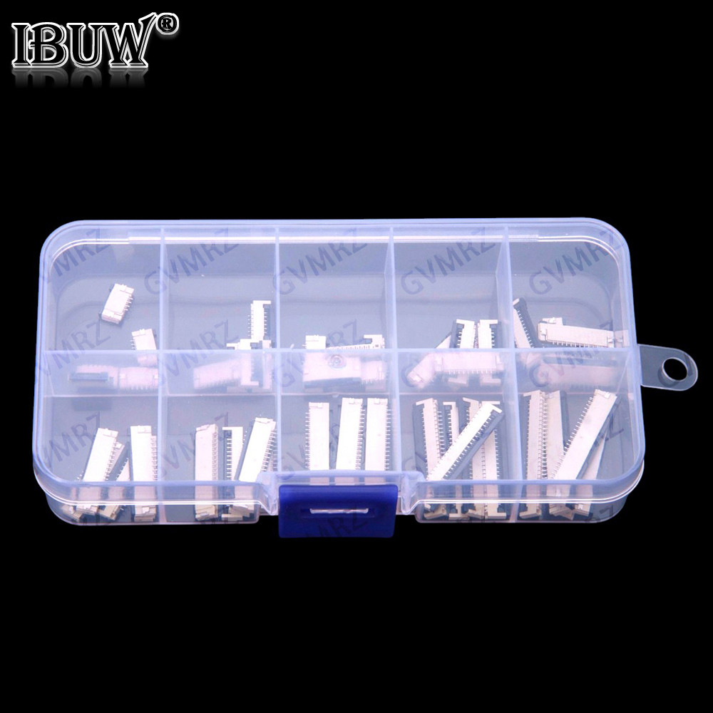 Bộ 50 Đầu Nối FPC FFC 1.0mm 4 / 6 / 8 / 10 / 12 / 14 / 16 / 20 / 22 / 24 Pin Top Contact Flat Cable 