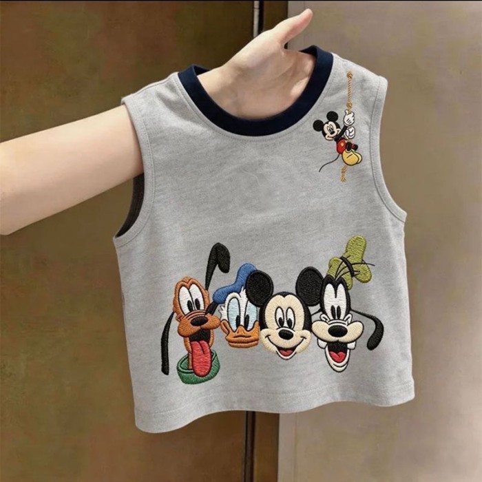 Children's New Pure Cotton Boys' Sleeveless Boys' T-shirt Summer Casual Versatile Trendy Summe