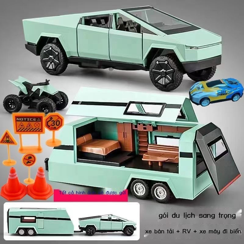[ Giá SIÊU RẺ ] Xe bán tải Tesla trailer đồ chơi trẻ em mô hình hợp kim cậu bé đồ chơi mô phỏng bộ
