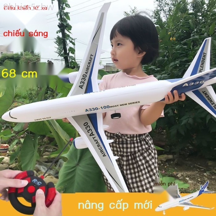 Đồ chơi máy bay điều khiển từ xa cỡ lớn có đèn, mô hình máy bay chở khách, quà sinh nhật cho bé tra