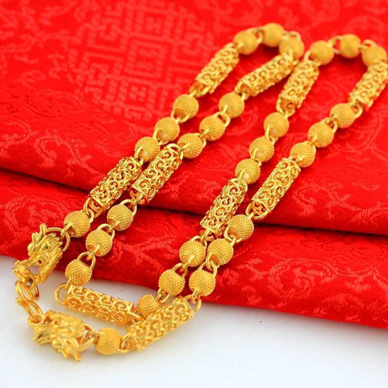 Việt Nam Cát Vàng Vòng Cổ Nam Dài 24k Không Phai Màu Đồng Xu Euro Màu Vàng Cát Vàng Trang Sức Vòi Na