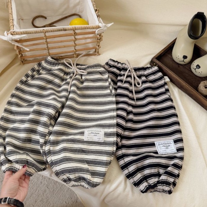 New Season Striped Trousers For Boys And Girls, Korean Style Children's Casual Bloomers, Baby Sw