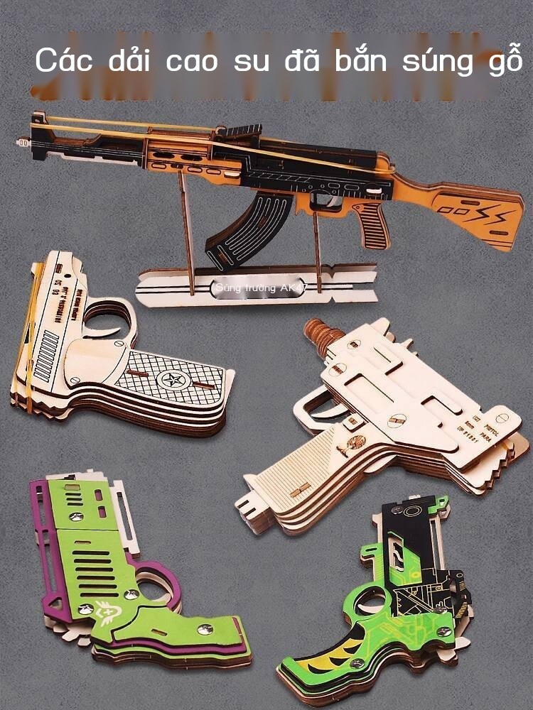 [ Siêu Tiết kiệm] Mô hình lắp ráp bằng gỗ, trò chơi xếp hình, dao gập cơ khí, súng gỗ đồ chơi, khối