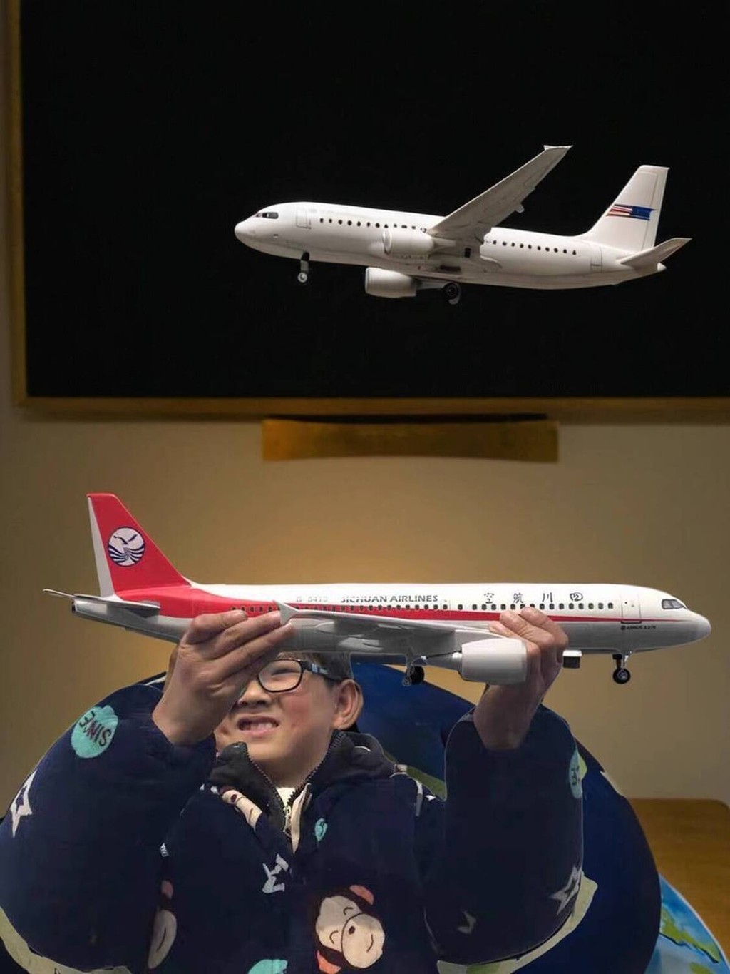 [HOT HIT] Mô hình A319 có bánh xe và đèn, hãng hàng không Tứ Xuyên 3U8633, mô phỏng thực tế, cùng