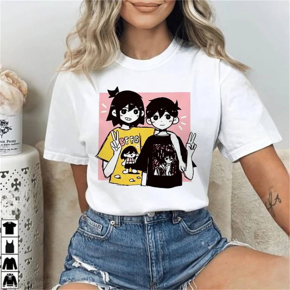 Omori áo sơ mi nữ harajuku dạo phố Ảo giác manga anime áo thun cảnh emo nhật bản Retro Psychedelic