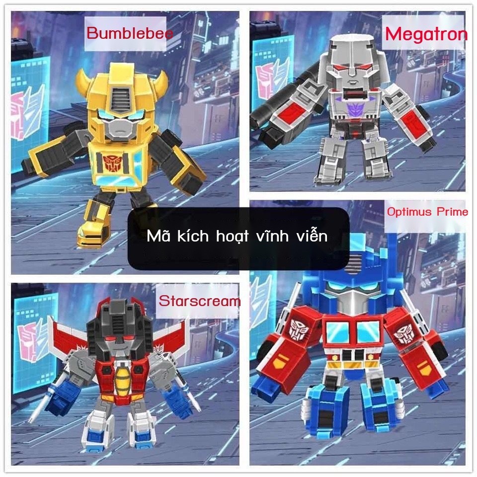 (Mới về) Mã kích hoạt Mini World Transformers vĩnh viễn Bumblebee Optimus Prime Megatron Starscream
