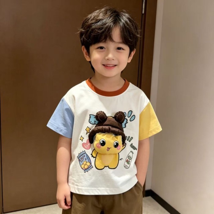 Pure Cotton Cute Cartoon Color Matching Children's T-shirt Boy Baby T-shirt 1 To 3 Years Old