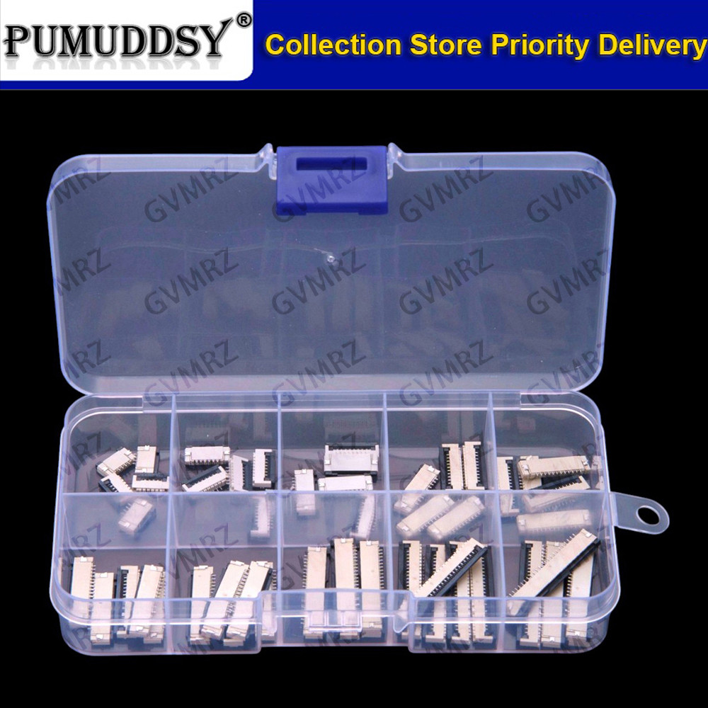 Bộ 50 Đầu Nối FPC FFC 1.0mm 4 / 6 / 8 / 10 / 12 / 14 / 16 / 20 / 22 / 24 Pin Top Contact Flat Cable 
