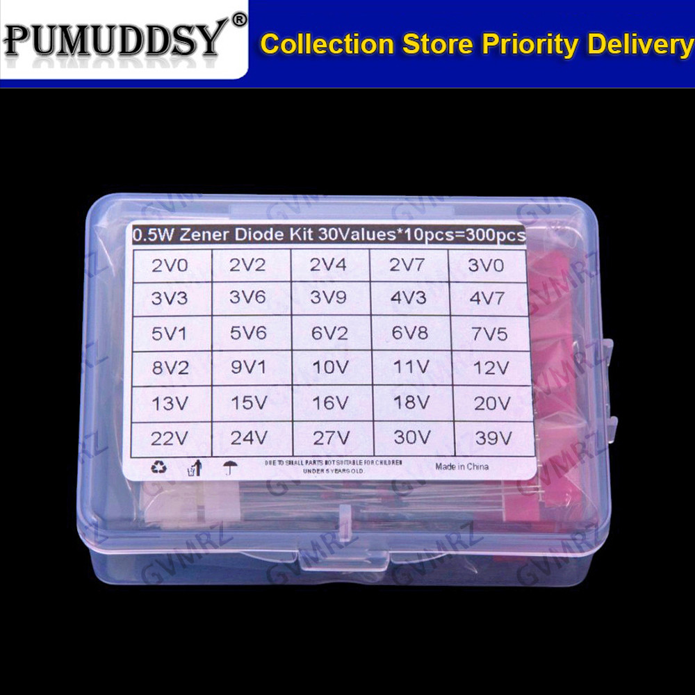 30 lời chào ​​300 CHIẾC 0.5W Zener Diode Mẫu Gói 2V0-39V DO-35 2V0 2V2 2V4 2V7 3V0 3V3 3V6 3V9 4V3 4
