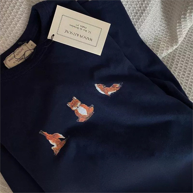 Áo Thun Tay Ngắn Maison Kitsune Cho Yoga, Thiết kế Fox Dễ Thương
