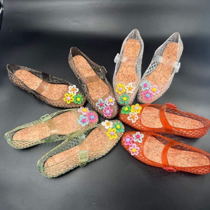 Korean Jelly Shoes Crystal Sandals Hollow Breathable Mint Mambo Outerwear Sandals Summer Women's