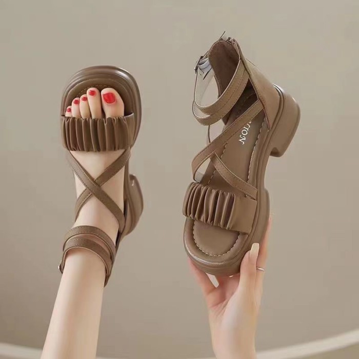 Roman Sandals For Women, Summer New Style, Thick Soles, Versatile, One-line Fashion, Hollow S